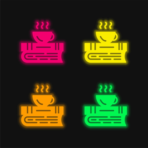 Break négy szín izzó neon vektor ikon - Vektor, kép