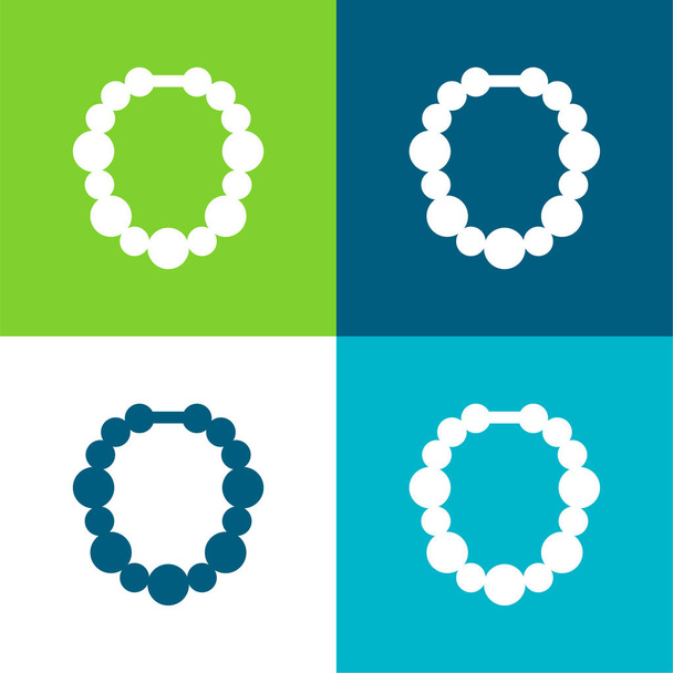 Abalorios Plano de cuatro colores mínimo icono conjunto - Vector, Imagen