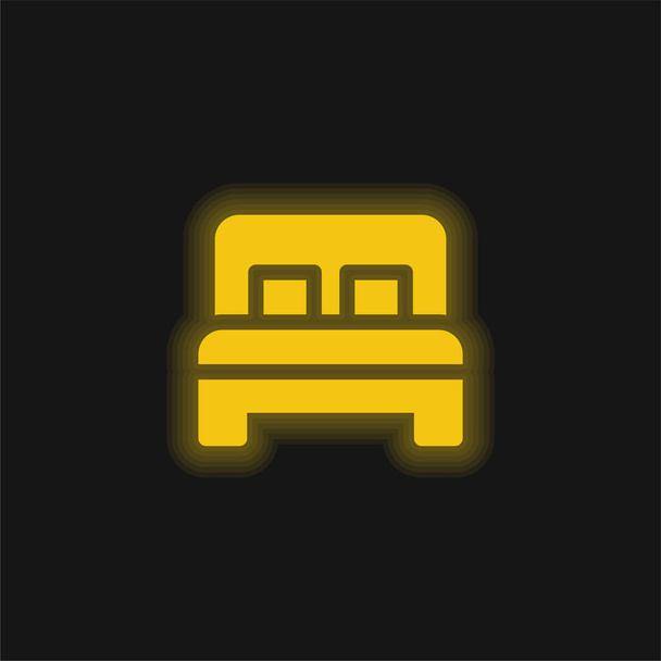 Lit jaune brillant icône néon - Vecteur, image