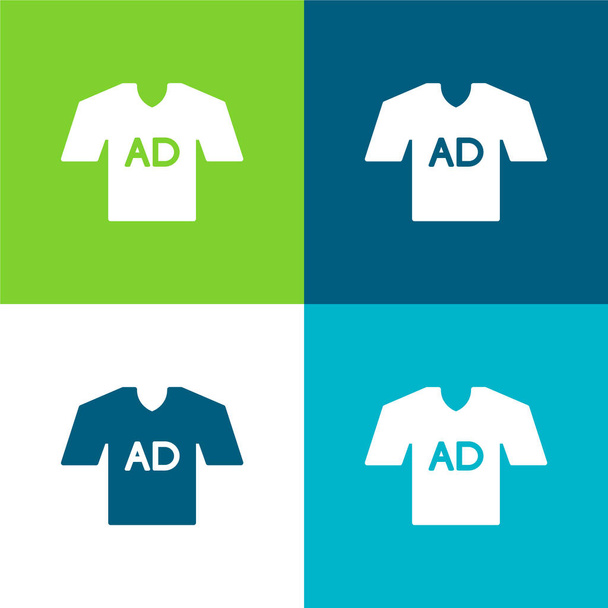AD T Shirt Flat four color minimal icon set - Vector, Image