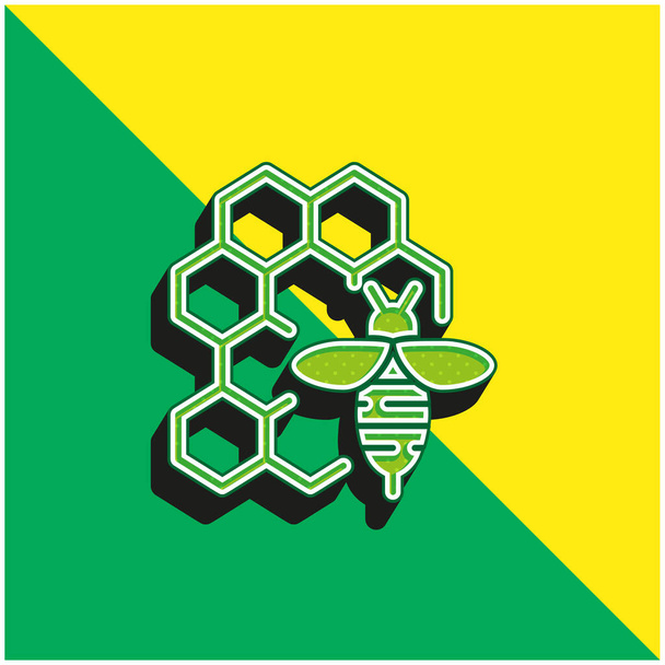 Apitherapie Grünes und gelbes modernes 3D-Vektor-Symbol-Logo - Vektor, Bild