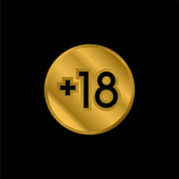 +18 chapado en oro icono metálico o logo vector - Vector, Imagen