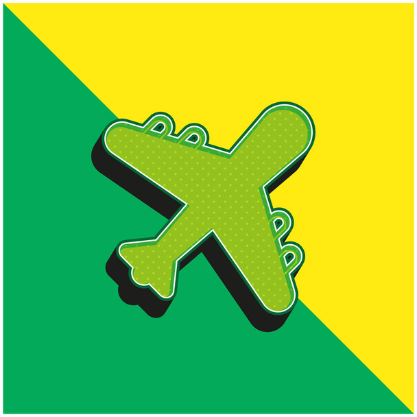 Repülőgép Zöld és sárga modern 3D vektor ikon logó - Vektor, kép