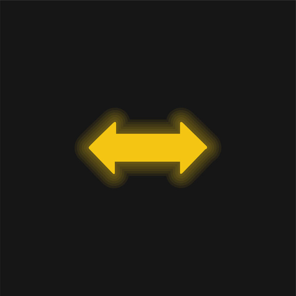 双方向矢印黄色の輝くネオンアイコン - ベクター画像