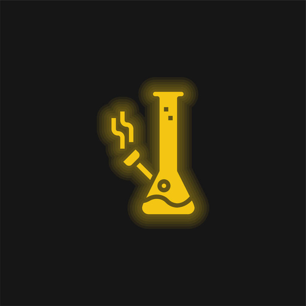 Bong giallo brillante icona al neon - Vettoriali, immagini