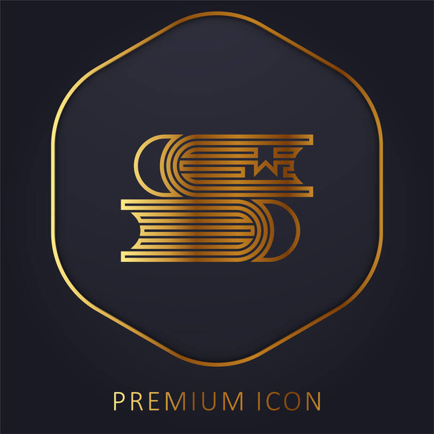 Libros línea dorada logotipo premium o icono - Vector, imagen