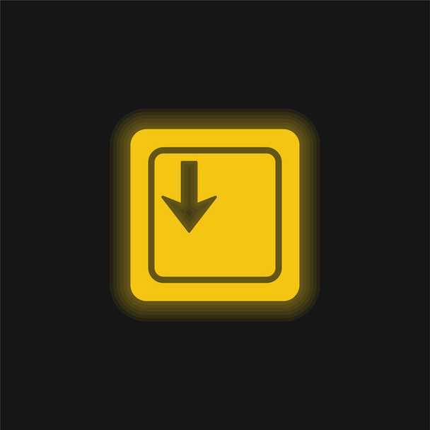 Arrow Down Key On Keyboard yellow glowing neon icon - Vector, Image