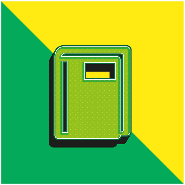 ラベル付きのブッククローズ緑と黄色のモダンな3Dベクトルアイコンのロゴ - ベクター画像