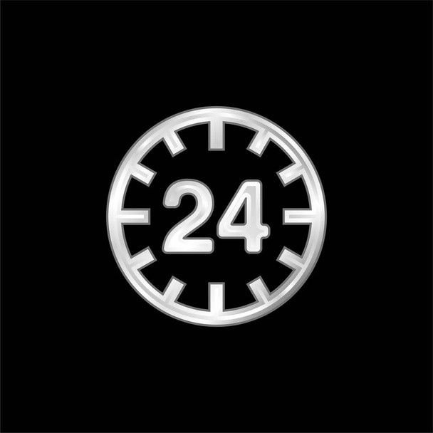 Signo circular de 24 horas plateado icono metálico - Vector, imagen