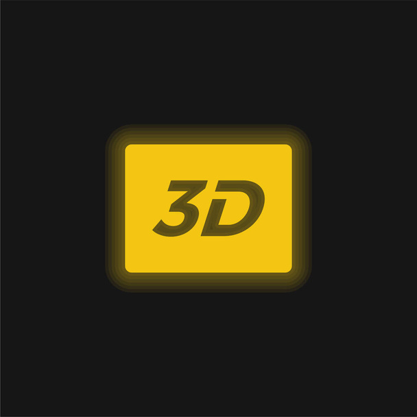 3D allekirjoittaa keltainen hehkuva neon kuvake - Vektori, kuva