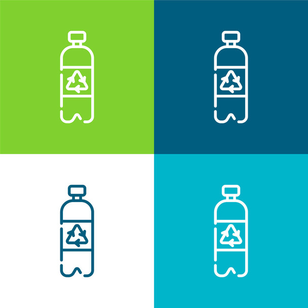 Botella plana de cuatro colores icono mínimo conjunto - Vector, imagen