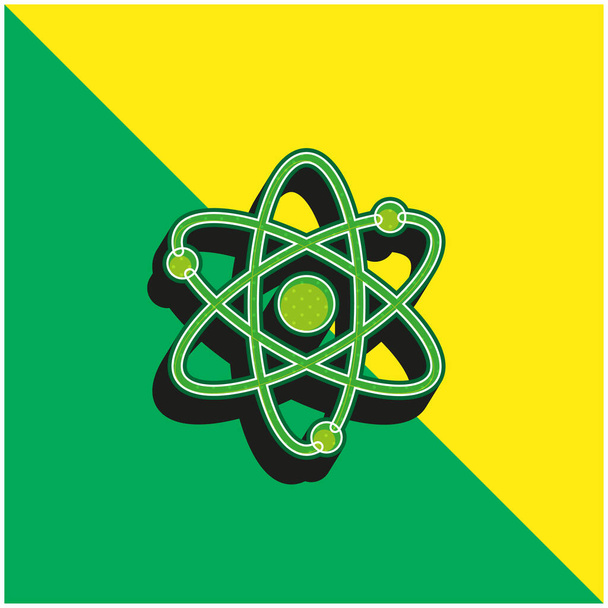 Atomok Zöld és sárga modern 3D vektor ikon logó - Vektor, kép