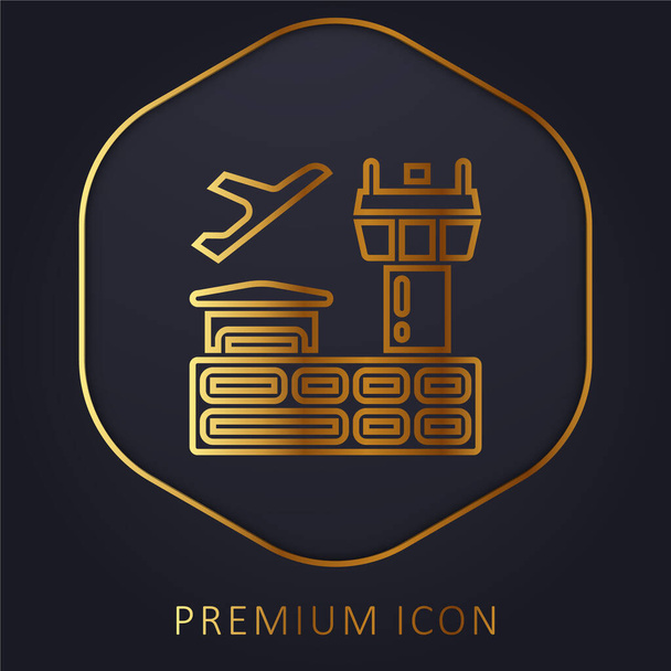 Aeropuerto línea de oro logotipo premium o icono - Vector, imagen