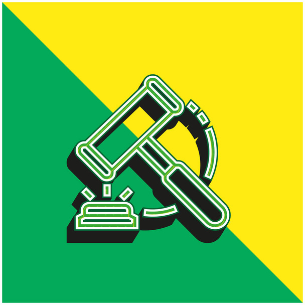 Auction Green and yellow modern 3d vector icon logo - Vector, Image