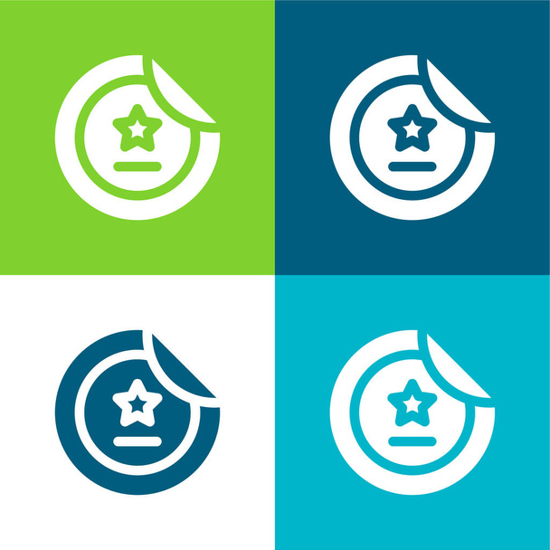 Badge Flat vier kleuren minimale pictogram set - Vector, afbeelding