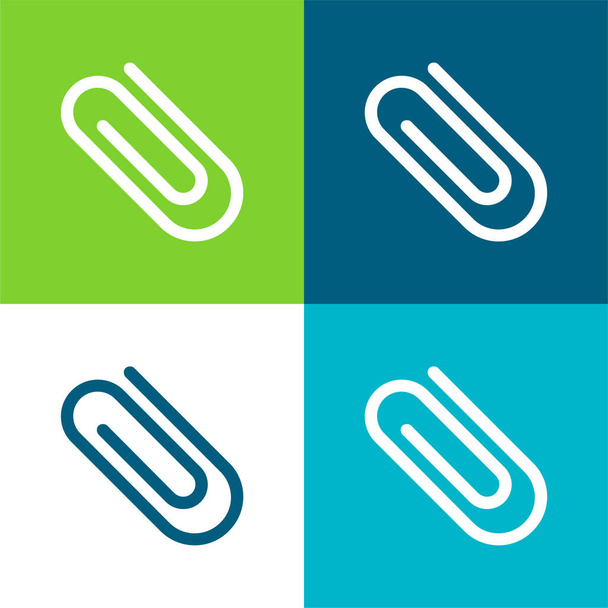 Csatolja gémkapocs Diagonal Symbol Lapos négy szín minimális ikon készlet - Vektor, kép