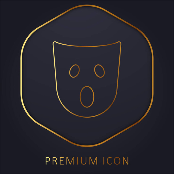 Astonishment Mask logotipo de la línea de oro premium o icono - Vector, imagen