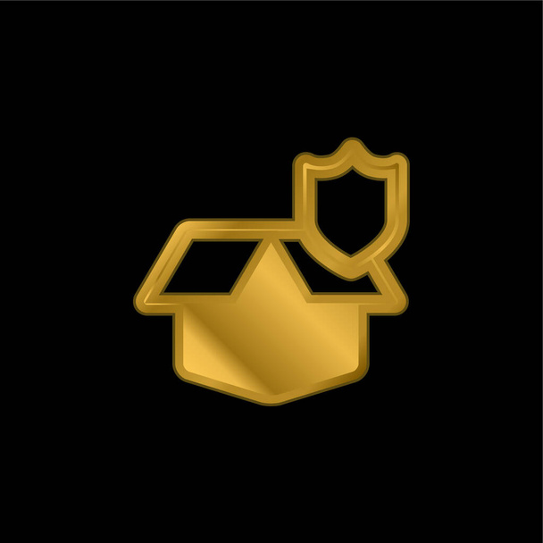 Box gold plated metalic icon or logo vector - Vector, Image