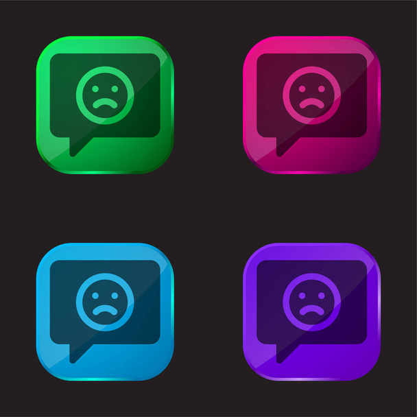 Bad Review four color glass button icon - Vector, Image