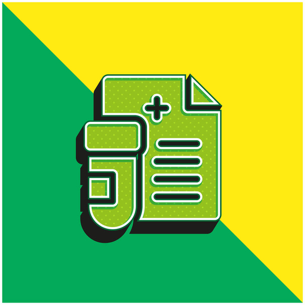 Кровавый тест Зеленый и желтый современный 3d векторный логотип - Вектор,изображение
