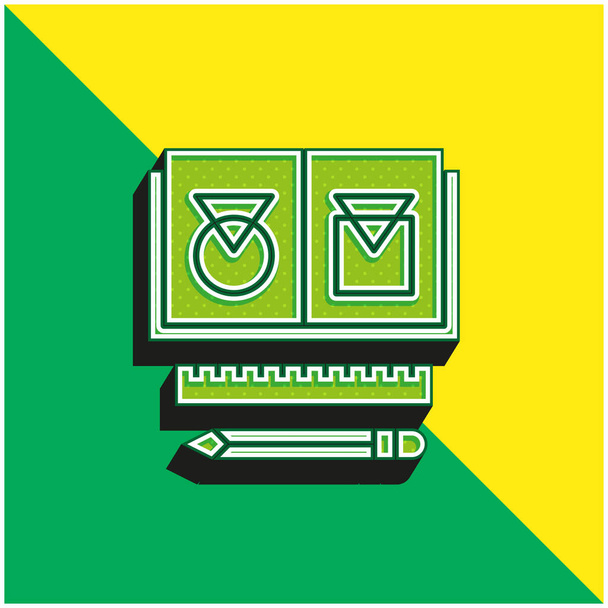Branding Verde e amarelo moderno logotipo vetor 3d ícone - Vetor, Imagem