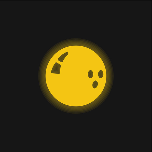 Bowling topu sarı parlak neon simgesi - Vektör, Görsel
