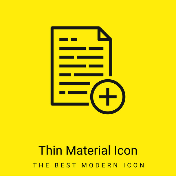 Dodaj plik minimalna jasnożółta ikona materiału - Wektor, obraz
