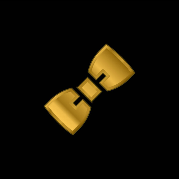 Arco Tie banhado a ouro ícone metálico ou vetor logotipo - Vetor, Imagem