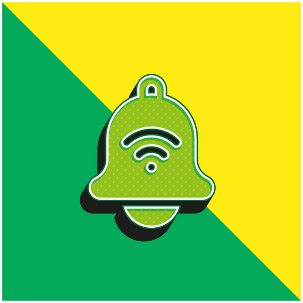 Alarm Green and yellow modern 3d vector icon - Вектор, зображення