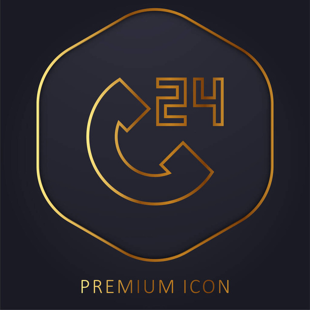 24-годинний логотип або значок преміум-класу золотої лінії
 - Вектор, зображення