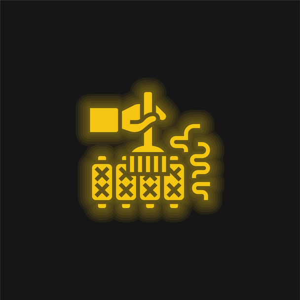 Basting Brush geel gloeiende neon pictogram - Vector, afbeelding