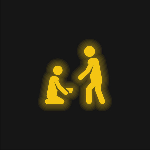 Rogando amarillo brillante icono de neón - Vector, Imagen