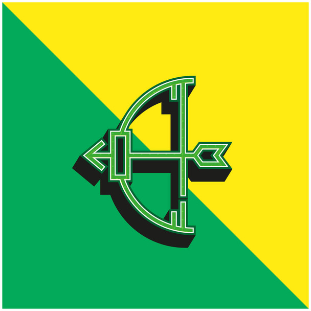 Archery Greenと黄色の現代的な3Dベクトルアイコンのロゴ - ベクター画像