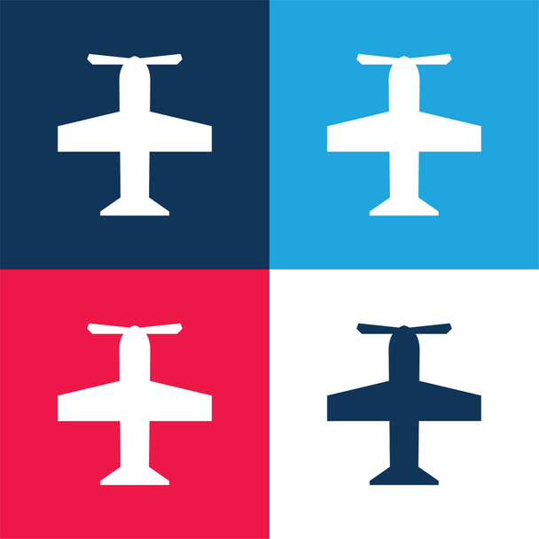 Airscrew blue and red four color minimal icon set - Vector, Image