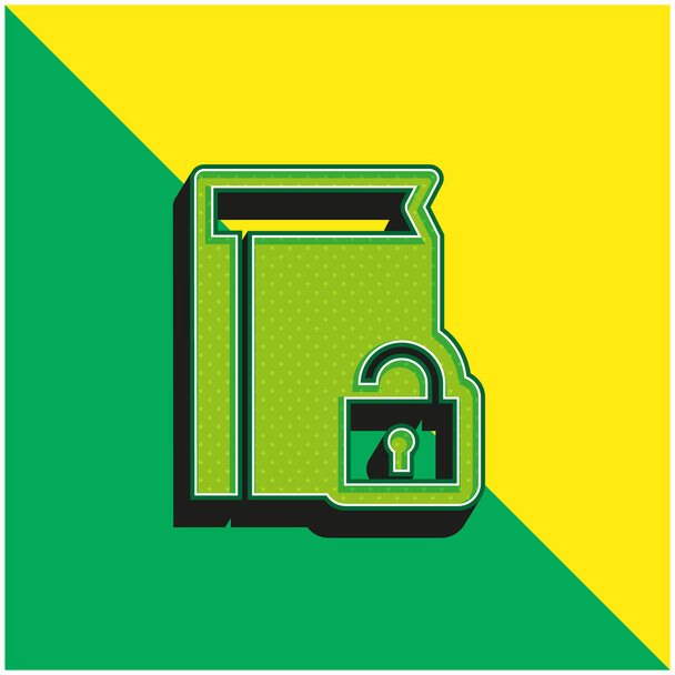 Защита книги Зеленый и желтый современный 3D логотип векторной иконки - Вектор,изображение