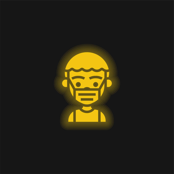 Chłopiec żółty świecący neon ikona - Wektor, obraz