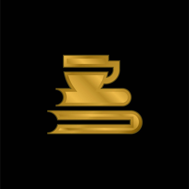 Libros chapado en oro icono metálico o vector de logotipo - Vector, imagen