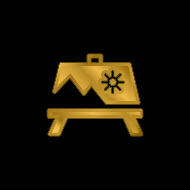 Standart Altın Kaplama Metal Simge veya logo Vektörü Üzerine Boyama - Vektör, Görsel