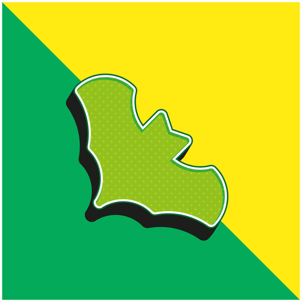バットグリーンと黄色の現代的な3Dベクトルアイコンのロゴ - ベクター画像