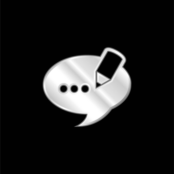 Blog Comentario Discurso Símbolo de burbuja plateado icono metálico - Vector, imagen