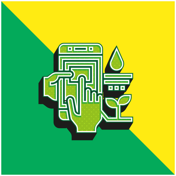 Maatalous Vihreä ja keltainen moderni 3d vektori kuvake logo - Vektori, kuva