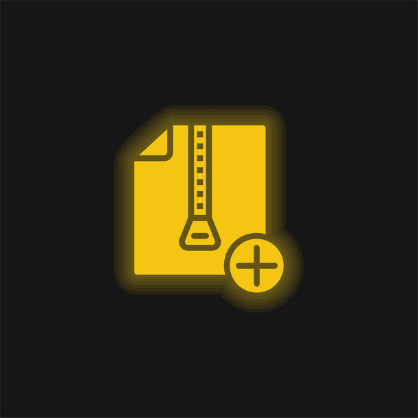 Añadir amarillo brillante icono de neón - Vector, Imagen
