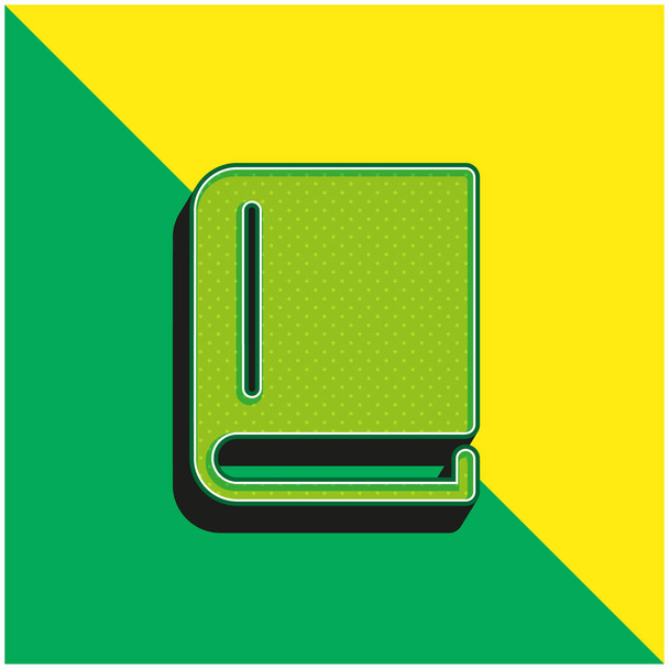 Buch des schwarzen Einbands geschlossenes grünes und gelbes modernes 3D-Vektorsymbol-Logo - Vektor, Bild