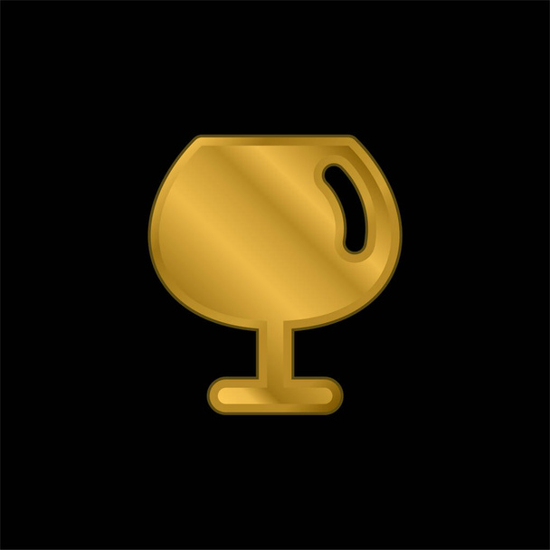 Big Wine Glass gold plated metalic icon or logo vector - Vector, Image