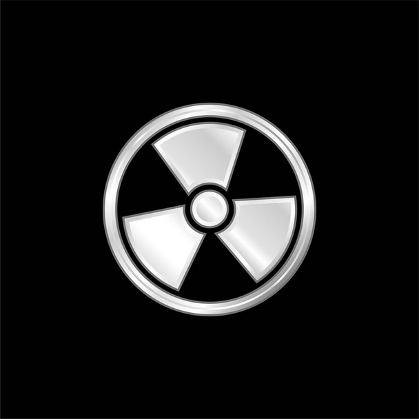 Alerta sinal prata banhado ícone metálico - Vetor, Imagem