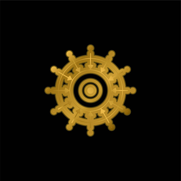 Iso ruori kullattu metallinen kuvake tai logo vektori - Vektori, kuva