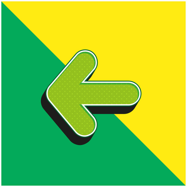 Nyíl mutatva balra Zöld és sárga modern 3D vektor ikon logó - Vektor, kép