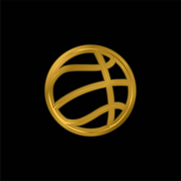 Baloncesto bola chapado en oro icono metálico o logo vector - Vector, Imagen