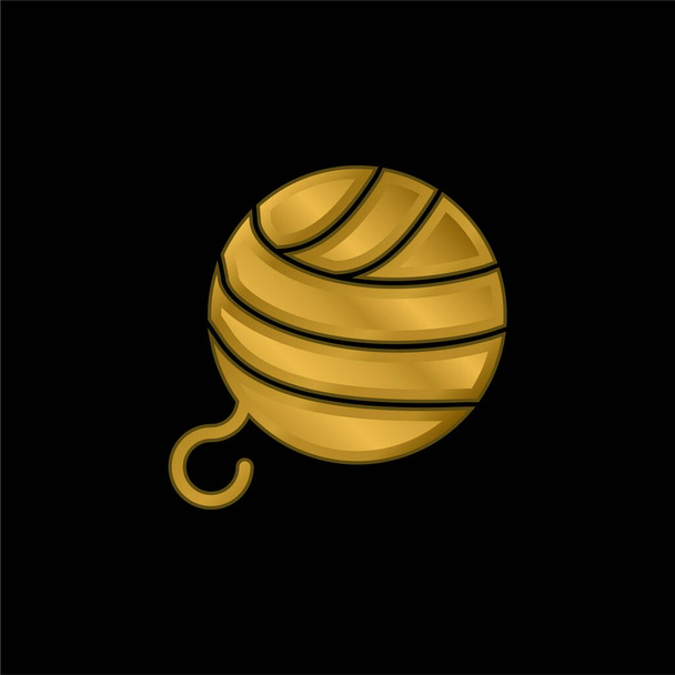 Ball Of Wool gold plated metalic icon or logo vector - Vector, Image