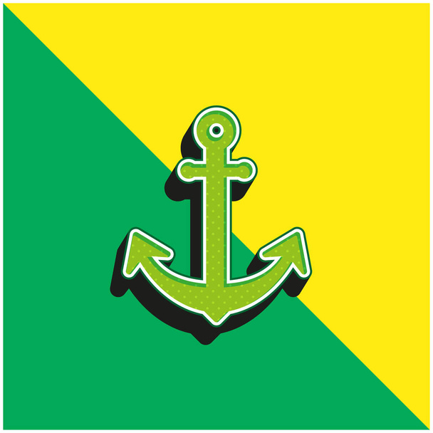 Big Anchor Green and yellow modern 3d vector icon logo - Vector, Image